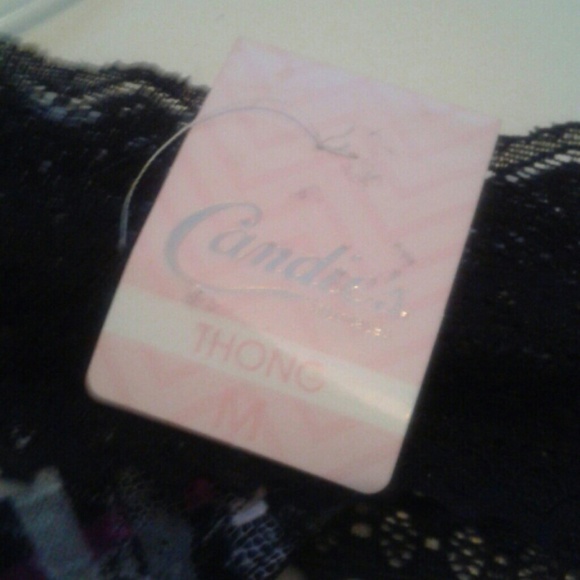 Candies Purple/Black Plaid Laced Thong-S - Picture 3 of 7